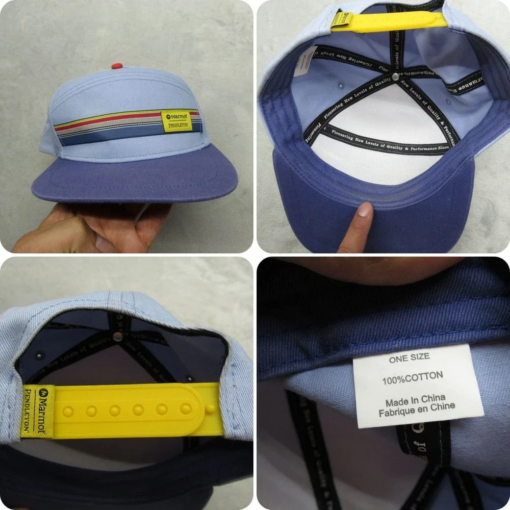 Marmot x Pendleton Cap Hat Unisex One Size Blue Cotton Snap Back Classic 5-Panel